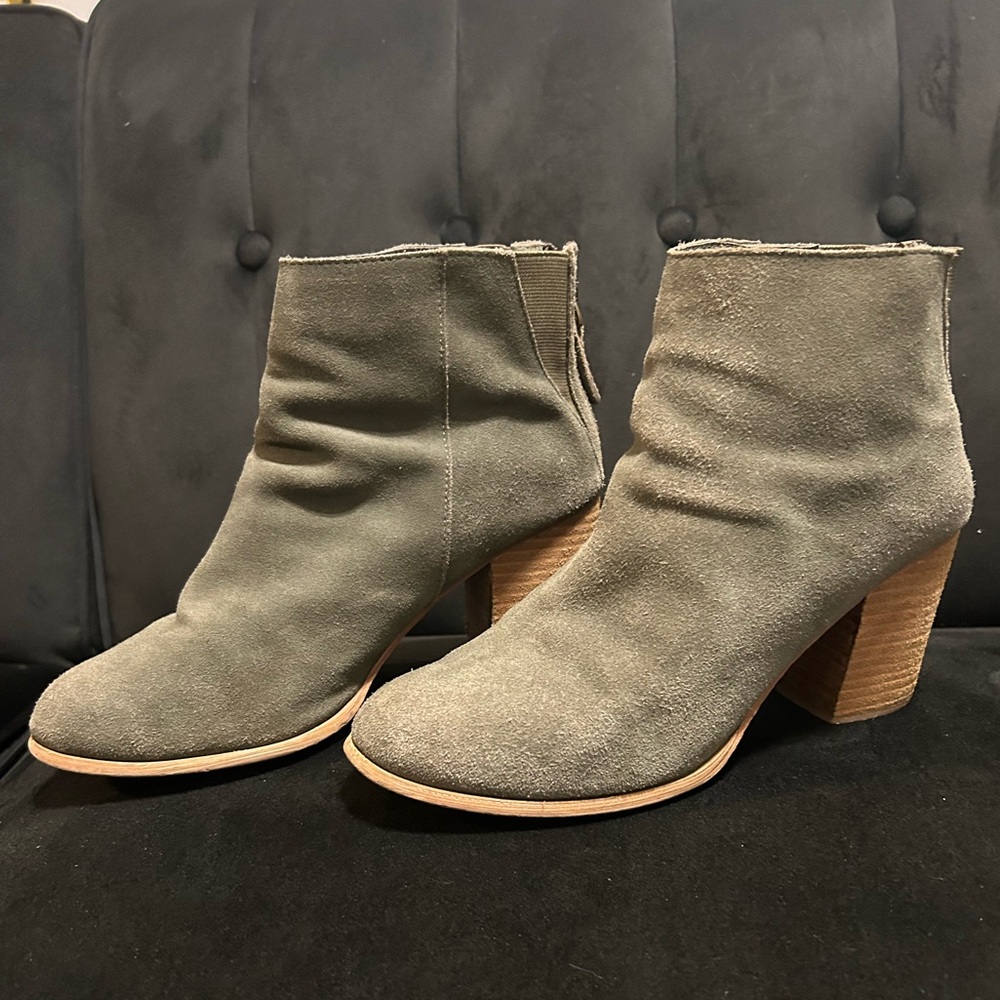 Urban Outfitters Olive Suede Ankle Booties